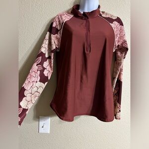 All in Motion Maroon Floral Long Sleeve Top